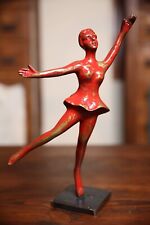 Art Deco Figural Statue Brass Bronze lady dancer  sculpture ballerina vintage picture