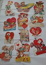 Lot 12 Vtg MECHANICAL VALENTINE 1930s -40s - 50s Assorted Old CARDS picture