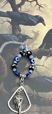 Evil Eye Crow Magic Protection Morrigan Hecate Amulet Witch Talisman Necklace picture
