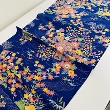 Blue Radiance Furisode #B 14x64 LONG Vintage Silk Japanese Kimono Fabric RQ15 picture
