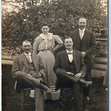 c1910s Classy Middle Age People RPPC Mustache Gentlemen Suits Real Photo PC A171 picture