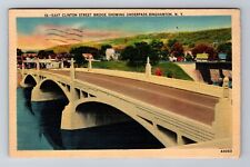 Binghamton NY- New York, East Clinton Street Bridge, Vintage c1939 Postcard picture