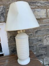 Beautiful MCM Mid-Century Modern Table Lamp  White Ceramic Enameled Feather 36