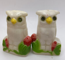 Vintage White Plastic Owl Salt and Pepper Shakers Hong Kong 3