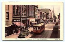 HALIFAX, Nova Scotia Canada ~ BARRINGTON STREET SCENE Streetcar c1940s Postcard picture