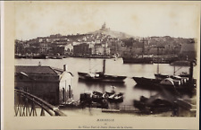France, Marseille, the Old Port and Notre Dame de la Garde, ca.1880, print came picture