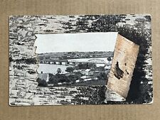 Postcard Haverhill MA Rocks Bridge Aerial View Peeling Birch Frame Illusion picture