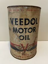 Vintage Veedol Motor Oil 5 Quart Advertising Tin 1950s Oil Can RARE picture
