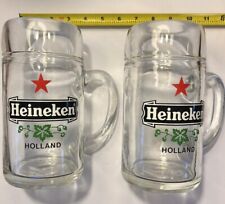 Nice Pair -2 Large 48oz Heineken Holland, Glass Beer Mugs Steins picture