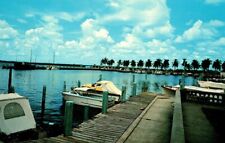 Ft Myers FL-Florida Yacht Basin Caloosahatchee, Edison Bridge Vintage Postcard picture