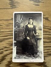 1880-1910 Vintage CDV Photo Victorian Pretty Woman In Dress Standing picture