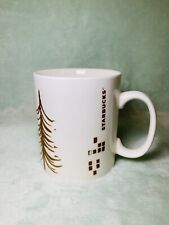 Starbucks - 2014 White Coffee Mug Gold Tree Winter Holiday Mug 15.2 Oz picture