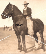 Vintage OOAK RPPC Postcard Cowboy Horseback Wooly Chaps Sepia Velox picture