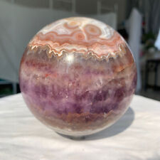 94mm Amethyst Mexican Lace Agate Sphere Ball Quartz Crystal Specimen Healing picture