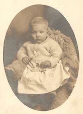 Old Vintage Antique Real Photo RPPC Postcard Blonde Baby Girl or Boy w/ Sweater picture