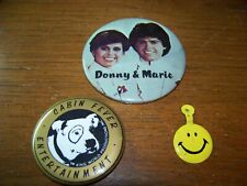 Vintage 1970s buttons, Donny & Marie, Cabin Fever, Smile Face picture