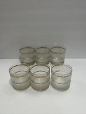 Culver Icicle Glass Textured Gold Set Of 6 Old Fashion Rocks Glasses picture