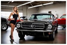 Black 1965 Ford Mustang Artist's Rendering on Premium Photo Print 8.5