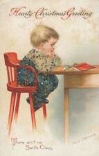 CHRISTMAS - Clapsaddle Signed Child At Table Bead Covered Postcard picture