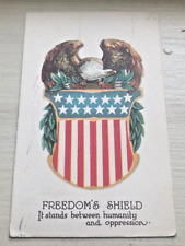 Eagle American Postcard Flag Freedoms Shield 1917 WWI Era Patriotic July 4th picture