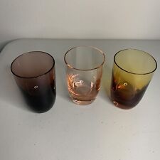 Vintage 3 Glass Set Retro Shot Glasses Barware USSR Soviet Union Purple Amber & picture