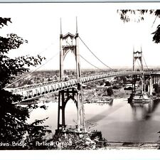 c1940s Portland, OR RPPC St John's Suspension Bridge Real Photo Postcard Old A92 picture