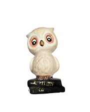 Vintage J.S.N.Y. Taiwan White Owl On Stack of Weather Books Bisque Figurine 3.5