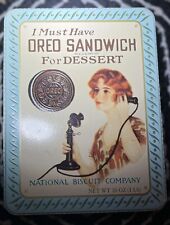 I Must Have Oreo Sandwich For Dessert Cookie Tin 1986 Vintage 1918 Replica 3 picture