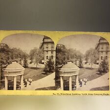 ANTIQUE STEREOGRAPH SARATOGA SPRINGS, NY Broadway Looking N From Congress Park picture