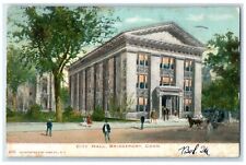 1907 City Hall Exterior Roadside Bridgeport Connecticut CT Posted Trees Postcard picture