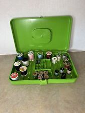 Vintage Wilson Wil-hold Plastic Sewing Box Thread Bobbin Organizer Green picture
