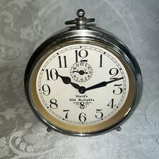 1920s Antique Nickel Ingraham Ward's Old Reliable 8 day Alarm Clock-Runs Strong picture