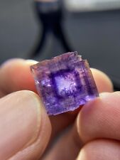 Rare  Exquisite multi-layer Phantom purple window cubic big fluorite crystal picture