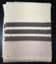 Vintage Ayers Laurentian Wool Blanket Cream Brown 86X68  picture