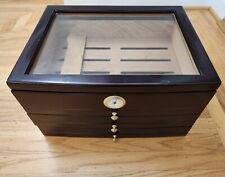 Humidor Supreme Glasstop Cigar Humidor Large 3 Shelves 17 x 13 x 10 Great Shape picture