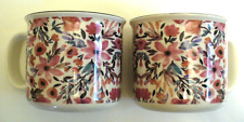 2~Brand New~ORLY MAISON~New York~PINK FLORAL~16oz~LARGE~Ceramic Mugs~COLLECTIBLE picture