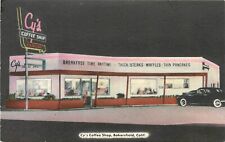 Postcard 1940s California Bakersfield Cy's Coffeeshop night autos CA24-1026 picture