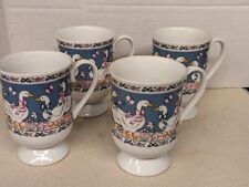 Vintage B & W Treasure Craft Ribbon Geese Rare Tea Cups Set Of Four (4) picture