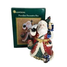 Vintage Traditions Santa Claus Forest Animals Christmas Porcelain Trinket Box picture