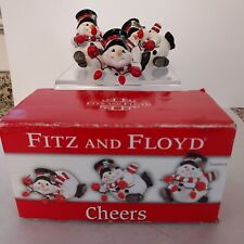 2006 Fitz and Floyd Cheers Three Tumblers Snowmen Snow Christmas picture