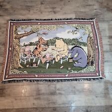Vintage 90s Classic Winnie The Pooh Afternoon Tea Picnic Tapestry Blanket Throw picture