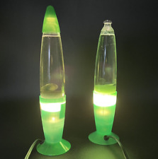 Set of 2 Retro Neon Lime Green Torpedo Lava Light Lamps *TESTED  AND WORKING* picture
