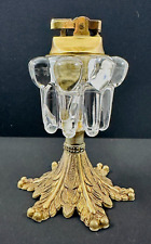 Vintage Large Ornate Brass and Glass Tabletop Lighter Made in Japan. picture