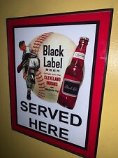 Black Label Beer Cleveland Indians Baseball Radio Bar Man Cave Advertising Sign picture