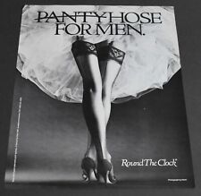 1987 Print Ad Sexy Heels Fashion Lady Long Legs Pantyhose for Men Round Clock picture