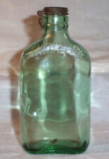 circa 1940s Bacardi Rum Bottle , Green Glass Flask Pint , San Juan Puerto Rico picture