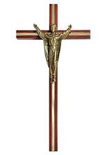 Inlay Risen Christ Crucifix Walnut Finish Cross Antique Gold Finish Figure 10 In picture