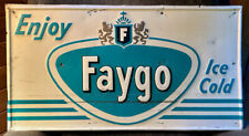 Vintage 1950's ENJOY FAYGO ICE COLD Embossed Metal Sign 32