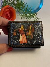 Vintage Russian Miniature Signed Lacquer Hinged Box picture