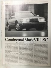 LincolnArt95 Article Road Test 1985 Continental Mark VII LSC Aug 1984 6 page picture